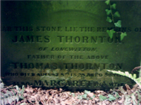 James Thornton & Margaret Faill, Hartburn (date for Margaret below grass but checked) 